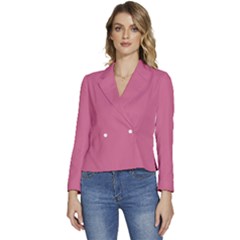 Pale Violet Pink	 - 	long Sleeve Revers Collar Cropped Jacket