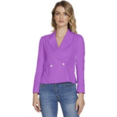 Lilac Purple	 - 	long Sleeve Revers Collar Cropped Jacket by ColorfulWomensWear