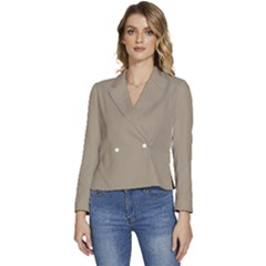 Twill Brown	 - 	long Sleeve Revers Collar Cropped Jacket