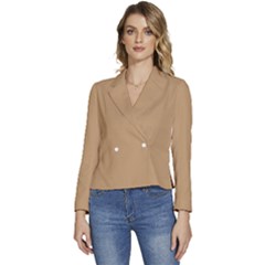 Wood Brown	 - 	long Sleeve Revers Collar Cropped Jacket