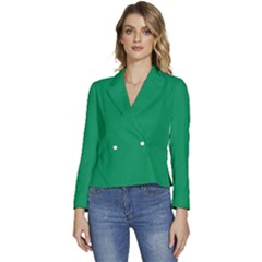 Spanish Green	 - 	long Sleeve Revers Collar Cropped Jacket