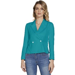 Viridian Green	 - 	Long Sleeve Revers Collar Cropped Jacket