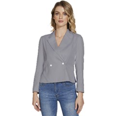 Spanish Grey	 - 	long Sleeve Revers Collar Cropped Jacket