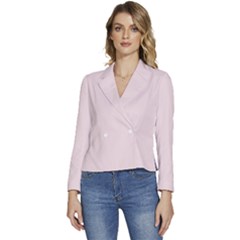 Rose  Quartz Pink	 - 	long Sleeve Revers Collar Cropped Jacket by ColorfulWomensWear