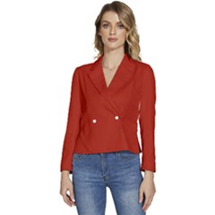 Rufous Red	 - 	long Sleeve Revers Collar Cropped Jacket