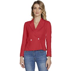 Valiant Poppy Red	 - 	long Sleeve Revers Collar Cropped Jacket