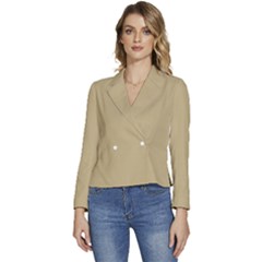 Sand	 - 	long Sleeve Revers Collar Cropped Jacket