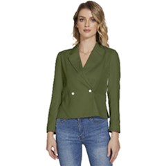 Army Green	 - 	long Sleeve Revers Collar Cropped Jacket