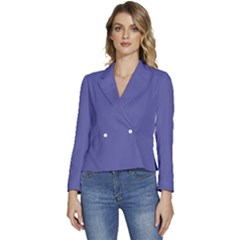 Blue Iris	 - 	long Sleeve Revers Collar Cropped Jacket by ColorfulWomensWear