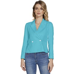 Blue Radiance	 - 	long Sleeve Revers Collar Cropped Jacket