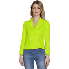 Volt Yellow	 - 	long Sleeve Revers Collar Cropped Jacket