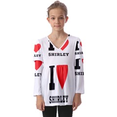 I Love Shirley Kids  V Neck Casual Top