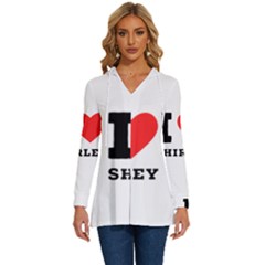 I Love Shirley Long Sleeve Drawstring Hooded Top