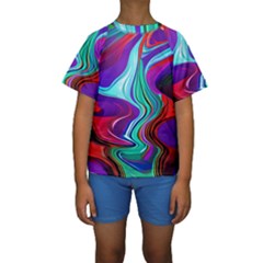 Fluid Background Kids  Short Sleeve Swimwear by GardenOfOphir