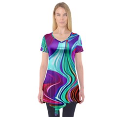 Fluid Background Short Sleeve Tunic  by GardenOfOphir