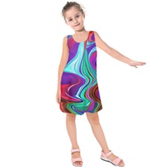 Fluid Background Kids  Sleeveless Dress by GardenOfOphir