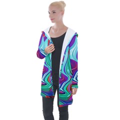 Fluid Background Longline Hooded Cardigan by GardenOfOphir