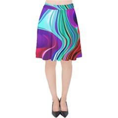 Fluid Background Velvet High Waist Skirt