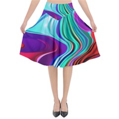 Fluid Background Flared Midi Skirt by GardenOfOphir