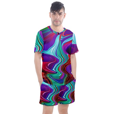 Fluid Background Men s Mesh Tee And Shorts Set by GardenOfOphir