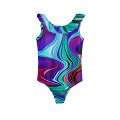 Fluid Background Kids  Frill Swimsuit by GardenOfOphir