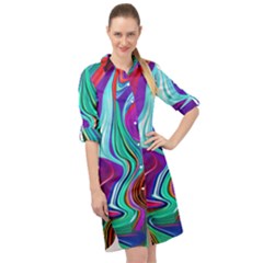 Fluid Background Long Sleeve Mini Shirt Dress by GardenOfOphir