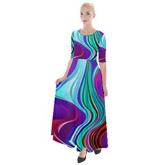 Fluid Background Half Sleeves Maxi Dress by GardenOfOphir