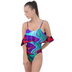 Fluid Background Drape Piece Swimsuit by GardenOfOphir