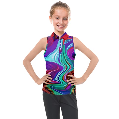 Fluid Background Kids  Sleeveless Polo Tee by GardenOfOphir