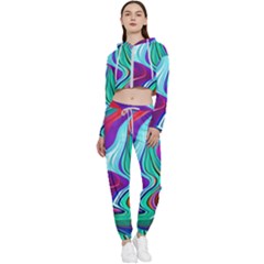 Fluid Background Cropped Zip Up Lounge Set by GardenOfOphir