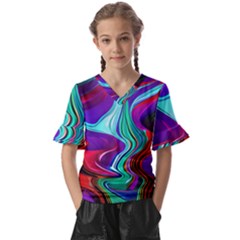 Fluid Background Kids  V-neck Horn Sleeve Blouse by GardenOfOphir