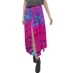 Fluid Art Pattern Velour Split Maxi Skirt by GardenOfOphir