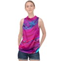 Fluid Art Pattern High Neck Satin Top View1