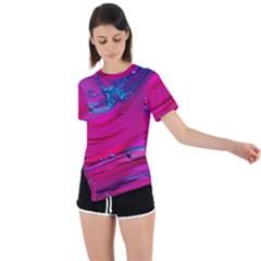 Fluid Art Pattern Asymmetrical Short Sleeve Sports Tee by GardenOfOphir