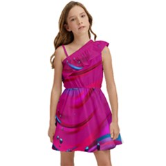 Fluid Art Pattern Kids  One Shoulder Party Dress by GardenOfOphir