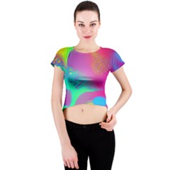 Fluid Background Crew Neck Crop Top by GardenOfOphir