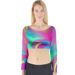 Fluid Background Long Sleeve Crop Top by GardenOfOphir