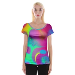 Fluid Background Cap Sleeve Top by GardenOfOphir