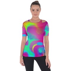 Fluid Background Shoulder Cut Out Short Sleeve Top by GardenOfOphir