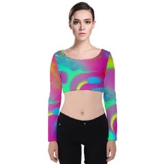 Fluid Background Velvet Long Sleeve Crop Top by GardenOfOphir