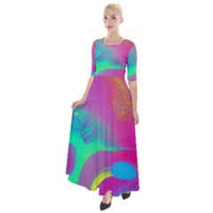 Fluid Background Half Sleeves Maxi Dress by GardenOfOphir