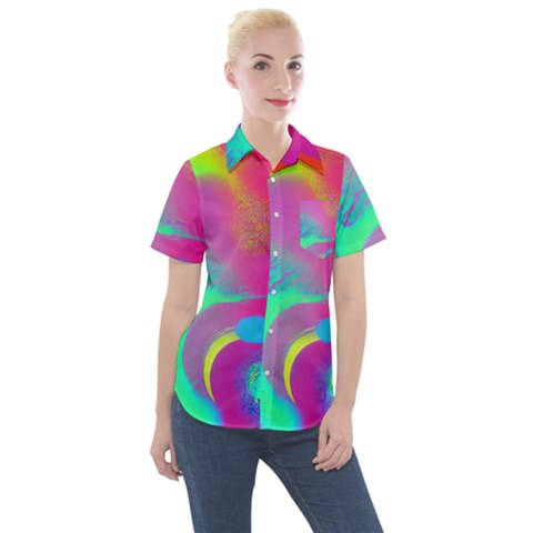 Fluid Background Women s Short Sleeve Pocket Shirt by GardenOfOphir