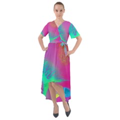 Fluid Background Front Wrap High Low Dress by GardenOfOphir