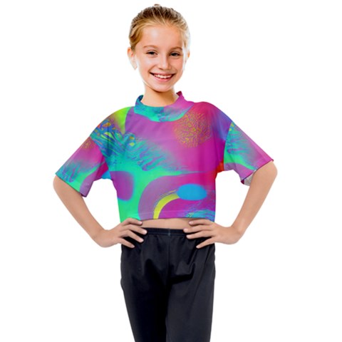 Fluid Background Kids Mock Neck Tee by GardenOfOphir