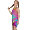 Fluid Background Kids  Halter Collar Waist Tie Chiffon Dress View2