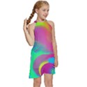 Fluid Background Kids  Halter Collar Waist Tie Chiffon Dress View3