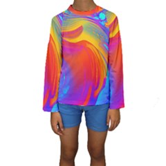 Liquid Art Pattern Kids  Long Sleeve Swimwear by GardenOfOphir