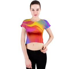 Liquid Art Pattern Crew Neck Crop Top by GardenOfOphir