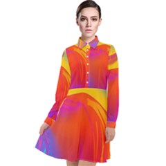 Liquid Art Pattern Long Sleeve Chiffon Shirt Dress by GardenOfOphir