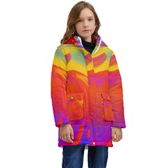 Liquid Art Pattern Kid s Hooded Longline Puffer Jacket by GardenOfOphir